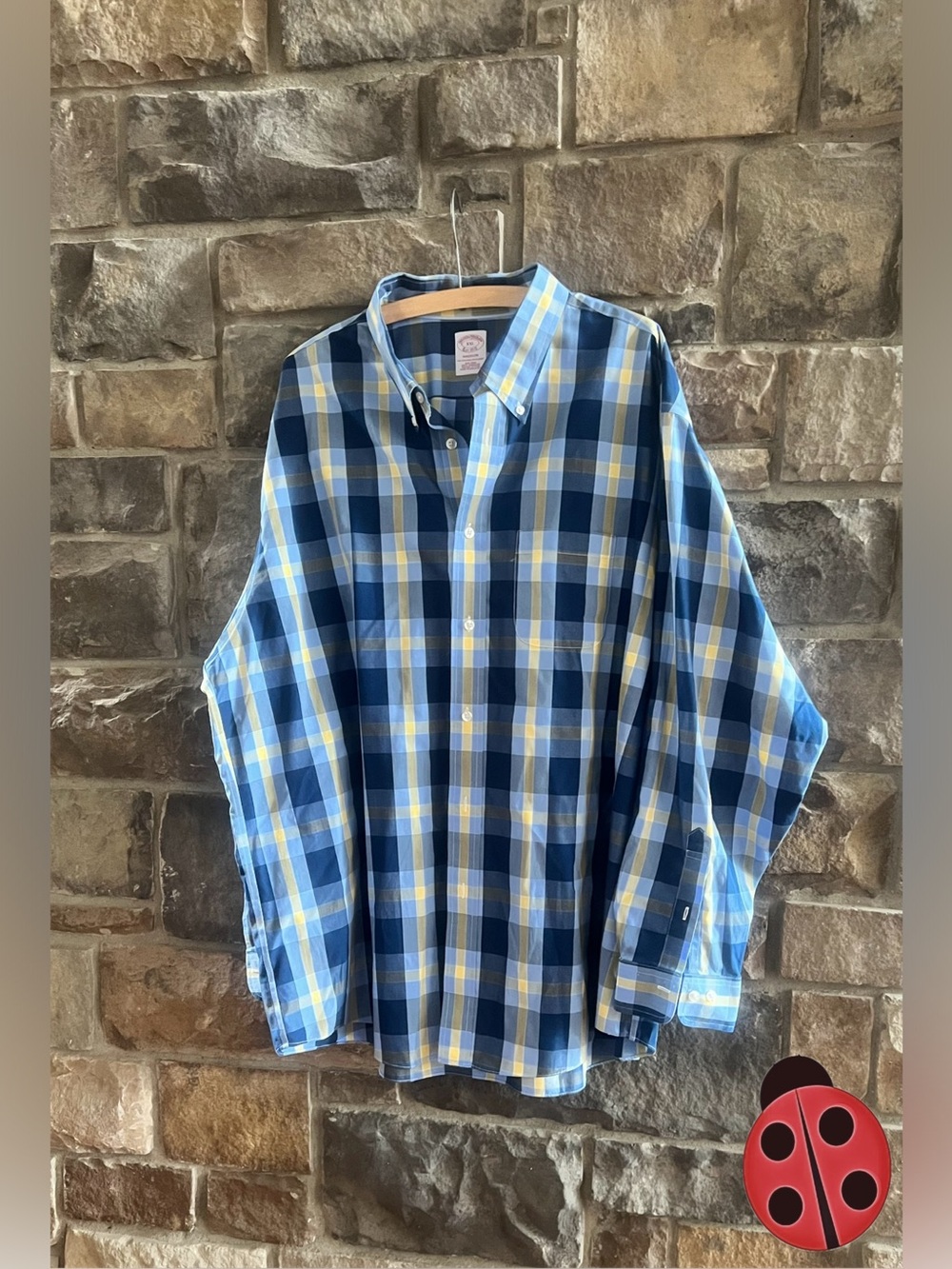 Brooks Brothers Regent -  Men's Blue & Yellow Plaid Button-Down Shirt